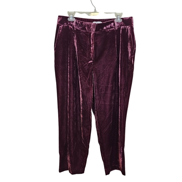 LOFT Pants - Loft Pleated Tapered Velevt Trouser Plus Size Pant Maroon Fushia